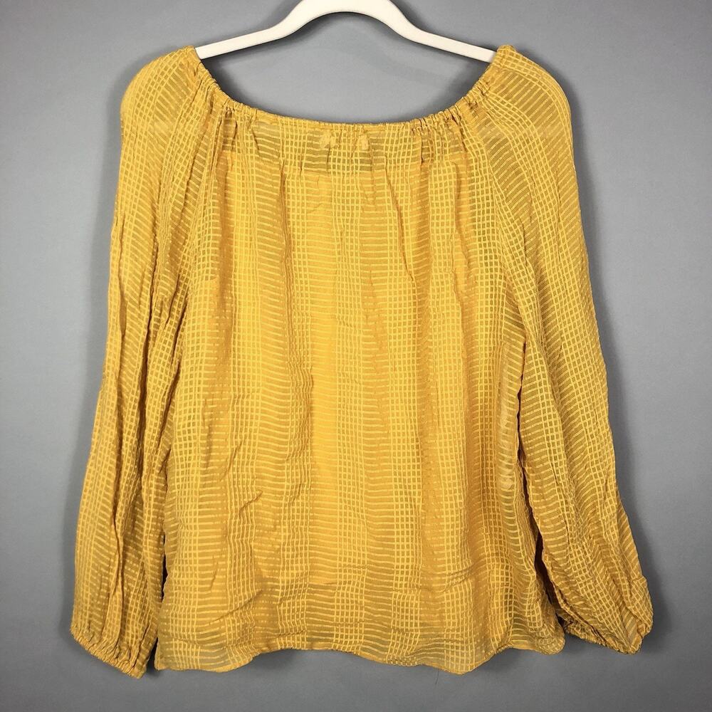 Tory Burch Natalie Silk Blouse L Golden Crest Cami Lined Neck Tie Textured - Picture 3 of 8